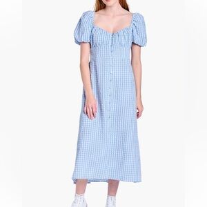 En Saison Blue Gingham Midi Dress